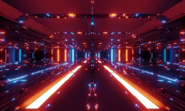 霓虹隧道红蓝网格 VJ Loop 60fps 5:3 宽屏屏保