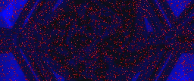 Neonowy Tunel Czerwono Niebieska Burza Cząstek VjLoops 2.39:1 Cinemascope 60fps Wygaszacz