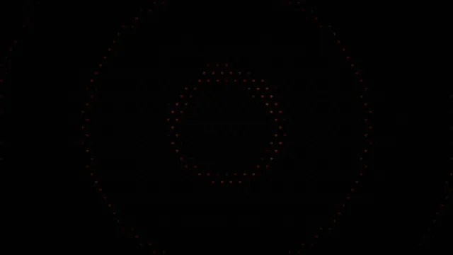 Red Digital Heart Particles Animation on Black Background