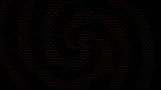 Red Digital Hearts Particles Animation on Black Background