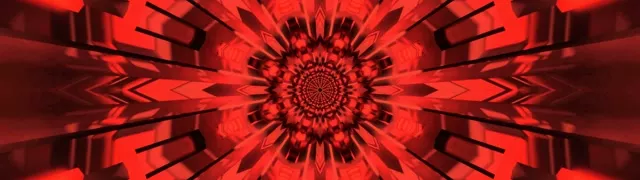 Piros Fraktál Kaleidoszkóp Neon Alagút 32:9 Super Ultrawide 60fps Képernyővédő Vj Loop