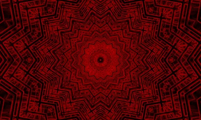 লাল ফ্র্যাক্টাল ক্যালিডোস্কোপ নিয়ন টানেল 5:3 ওয়াইড 60fps স্ক্রিনসেভার VJ Loop