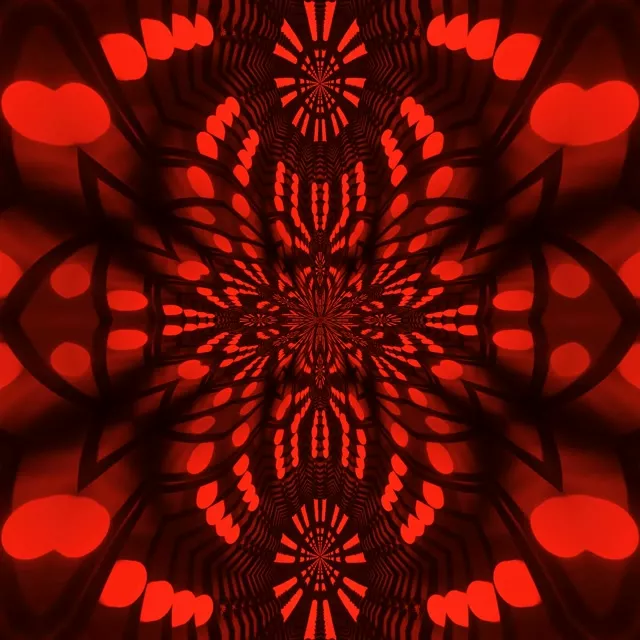 Rød Fraktal Kaleidoskop Neon Tunnel VJ Loop 1:1 Firkantet 60fps Pauseskærm