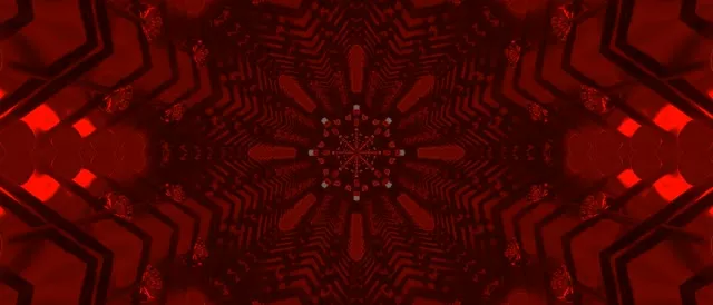 Sarkans Fraktāls Kaleidoskops Neon Tunelis VJ Loop 21:9 Ultrawide 60fps Ekrānsaudzētājs