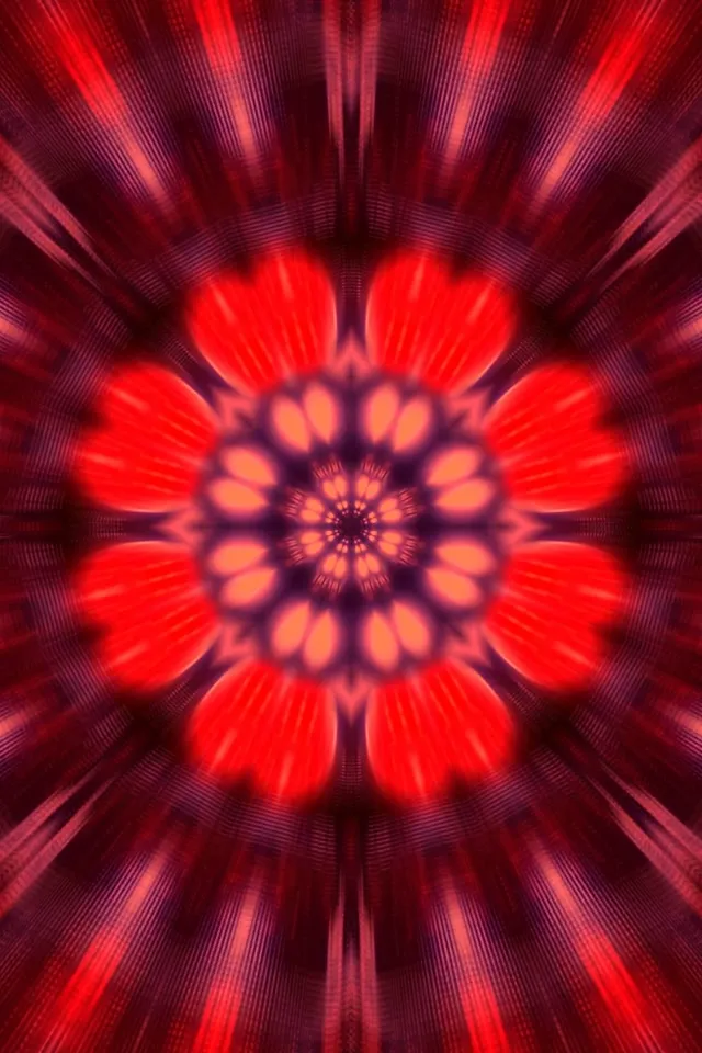 Crveni Fraktal Kaleidoskop Neon Tunel VJLoops 2:3 Photo Portrait 60fps Čuvar Ekrana