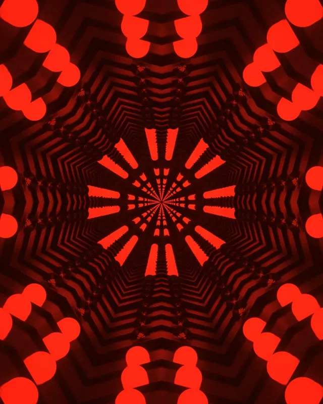Crveni Fraktal Kaleidoskop Neon Tunel VJ Loop 4:5 Instagram 60fps Screensaver