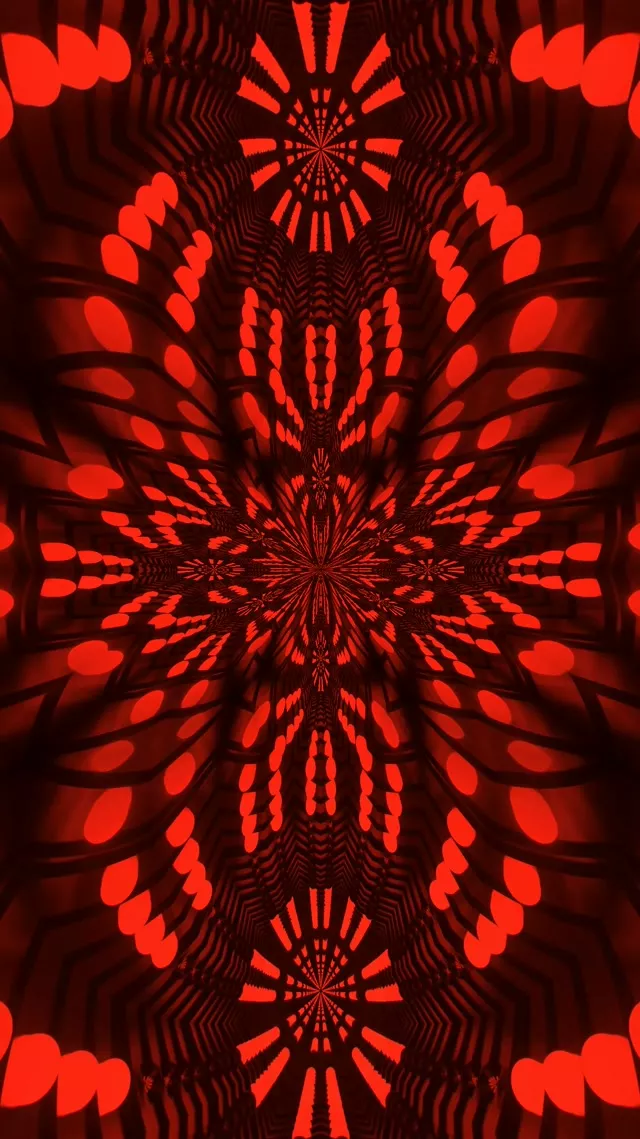 Fractal Vermell Caleidoscopi Túnel de Neó VJ Loop 9:16 Reels 60fps Protector de Pantalla
