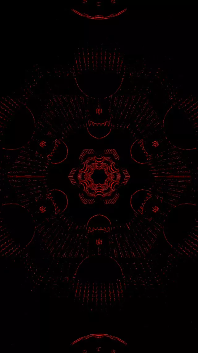 Fraktal Merah Kaleidoskop Terowong Neon VJ Loop 9:16 Reels 60fps Penyelamat Skrin
