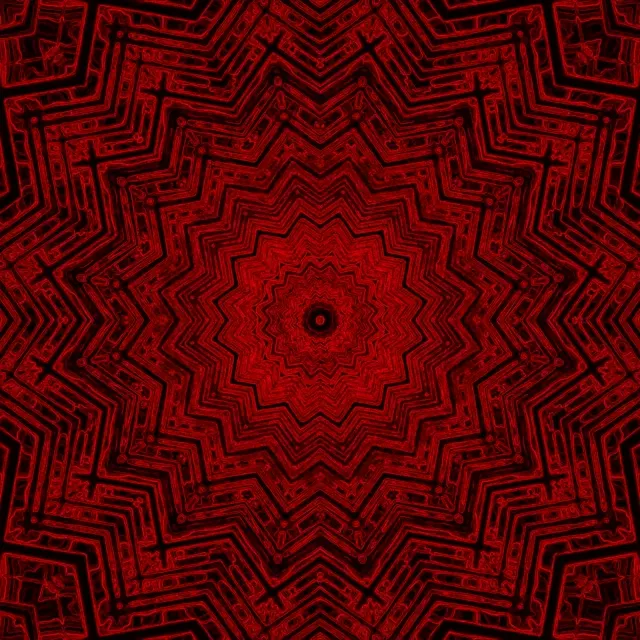 Piros Fraktál Csillag Neon Alagút VJ Loop 1:1 Négyzet 60fps Képernyővédő