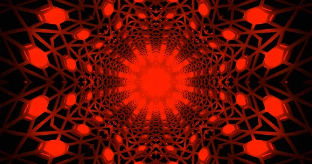 Red Glowing Kaleidoscope VJ Loop | 4K 60fps Neon Screensaver
