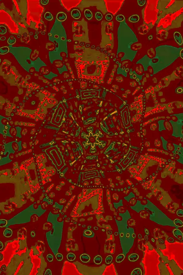 লাল এবং সবুজ নিয়ন ফ্র্যাক্টাল টানেল অন্তর্মুখী সর্পিল সহ, দীপ্তিমান বৃত্তাকার প্যাটার্ন VJ লুপের জন্য মুগ্ধকর ভর্টেক্স তৈরি করে