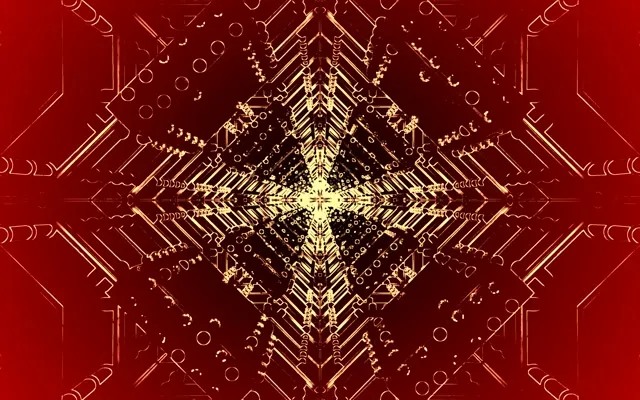 Golden Symmetrical Neon Tunnel VJ Loop 16:10 MacBook 60fps Screensaver