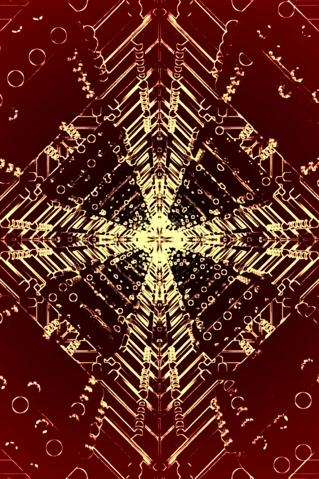 Golden Symmetric Neon Tunnel | 2:3 Portrait | 60fps VJ Loop Screensaver