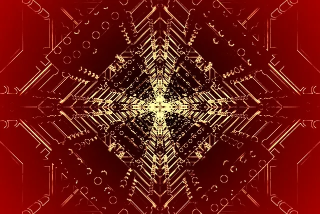 Golden Symmetrical Diamond Neon Tunnel VJ Loop 3:2 60fps Screensaver