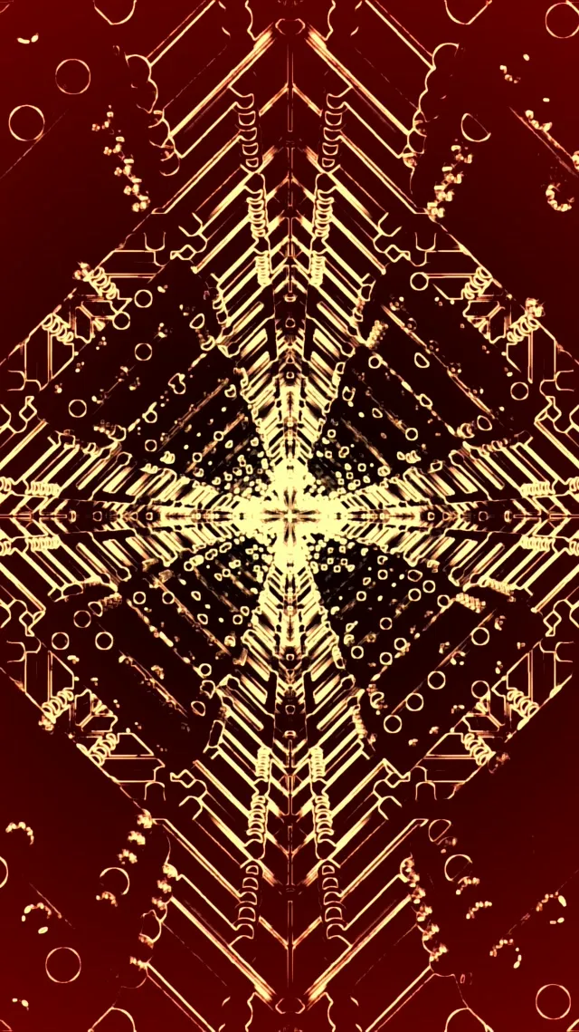 Golden Symmetrical Neon Tunnel 9:16 Reels 60fps VJ Loop Screensaver