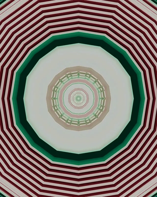 კონცენტრული ნეონის გვირაბი რვაკუთხედის ვორტექსი ღრმა წითელი-მწვანე ზოლიანი, VJ მარყუჟი აბსტრაქტული გეომეტრია მოძრაობის ფონი