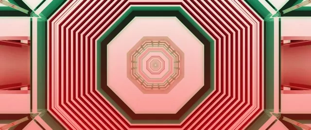 Rooi Groen Oktagon Neon Tonnel Skermbeveiliging 2.39:1 Cinemascope 60fps VJLoops