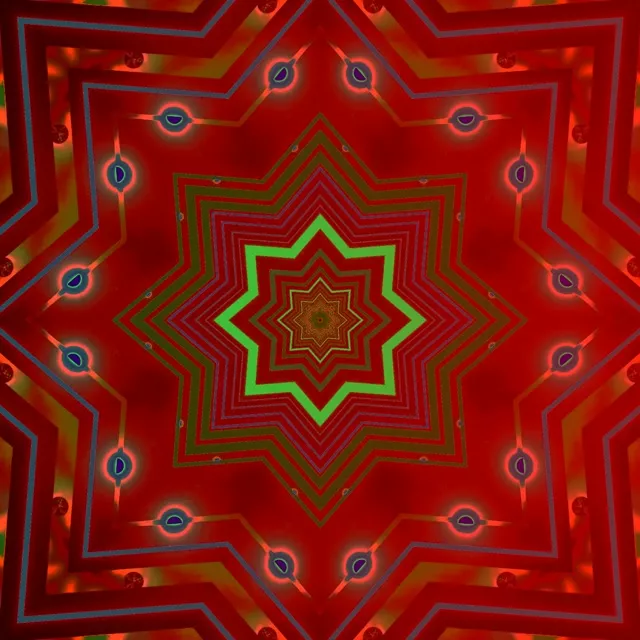 Rød Grøn Stjerne Neon Tunnel Pauseskærm 1:1 Firkantet 60fps VJ Loop Pauseskærm Windows 10