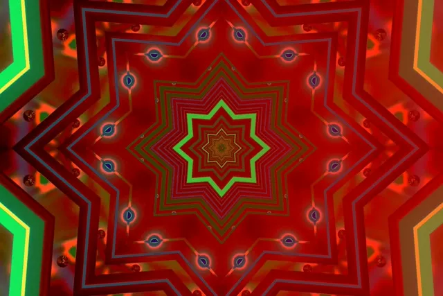 Красно-зелёная звезда неоновый туннель заставка 3:2 Surface 60fps Vj Loop