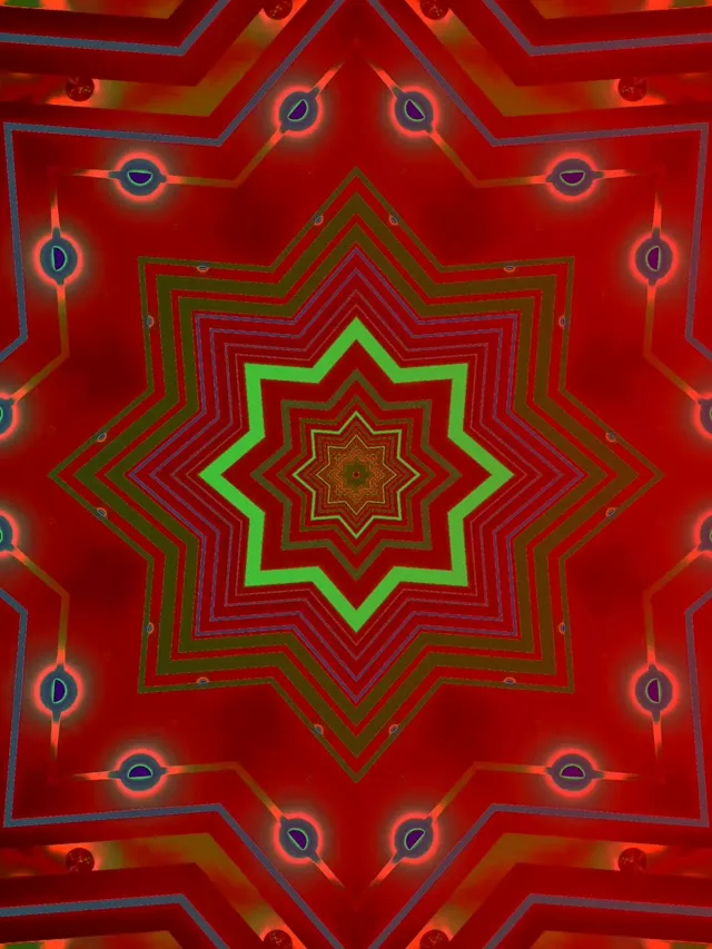 Црвена зелена ѕвезда неонски тунел чувар на екран 3:4 iPad портрет 60fps VJ Loop