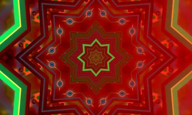 Rooi Groen Ster Neon Tonnel Sluimerskerm 5:3 Wide 60fps VJ Loop