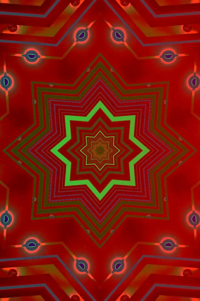 Crveno Zelena Zvijezda Neon Tunel Čuvar Ekrana 60fps 2:3 Photo Portrait VJLoops