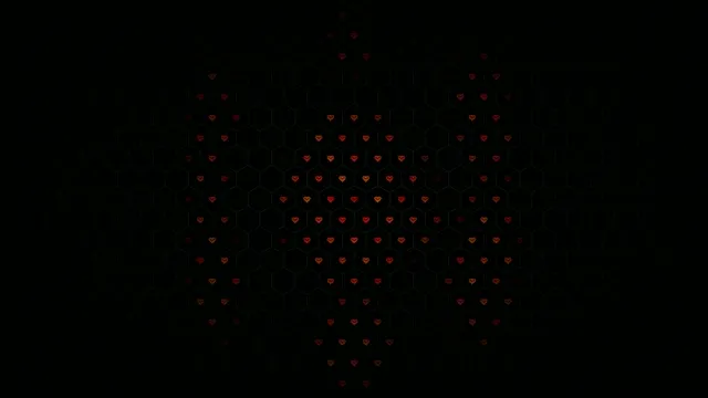 Red Hearts Network Animation on Black Background