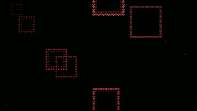 Red Hearts Pattern Animation on Black Background 4K