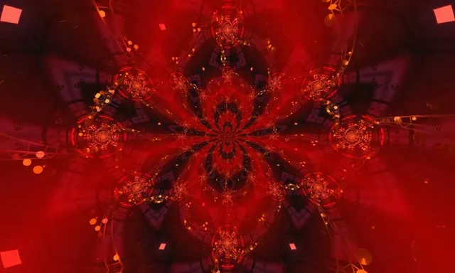 Red Kaleidoscope Neon Tunnel VJ Loop 5:3 Wide 60fps Screensaver