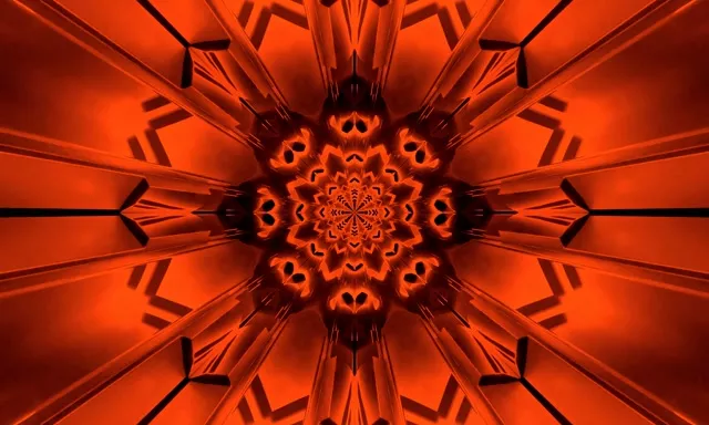 Rooi Mandala Neon Tonnel Skermbeveiliging 5:3 Wyd 60fps VJLoops PC