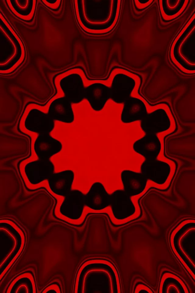 Nyota ya neon nyekundu inayong kung na na ina na mwangaza unaozunguka kwa muundo wa kijiometri wa konsentiki unaoundoa athari ya handaki ya dhahani