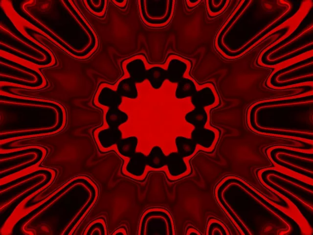 تونل نئون قرمز با نمونه ستاره تپنده، خطوط شعاعی انتزاعی، پس‌زمینه حلقه VJ