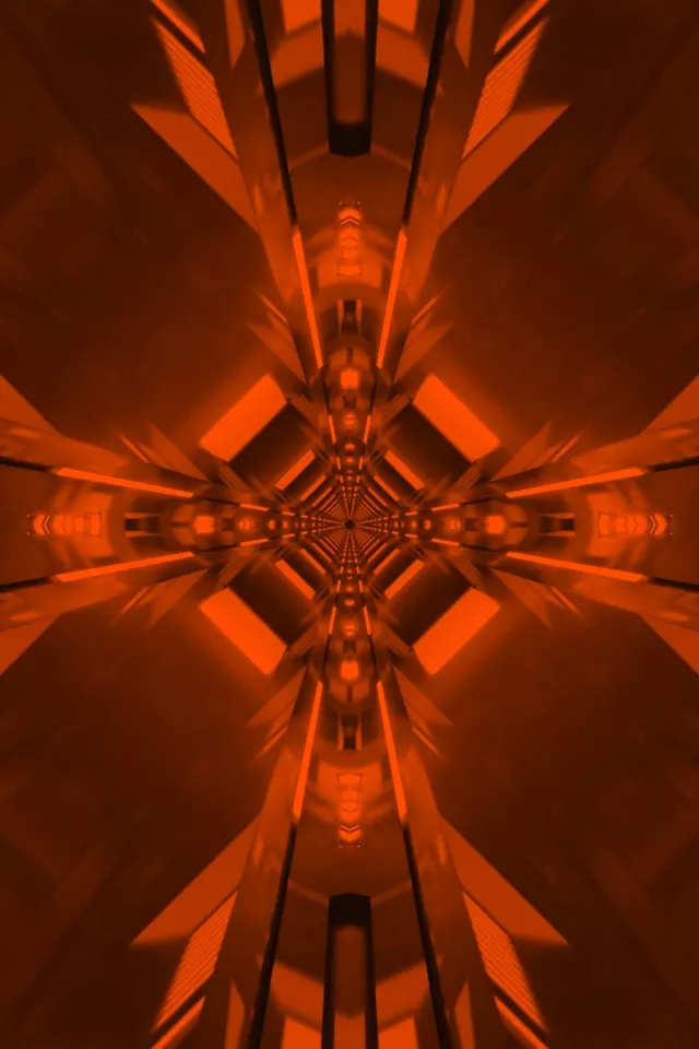 Red Neon Tunnel Kaleidoscope Vortex 2:3 Portrait 60fps Screensaver Loop