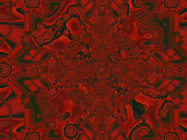 Terowongan Neon Fraktal Merah Tua Kaleidoskop VJ Loop 4:3 Klasik 60fps Screensaver