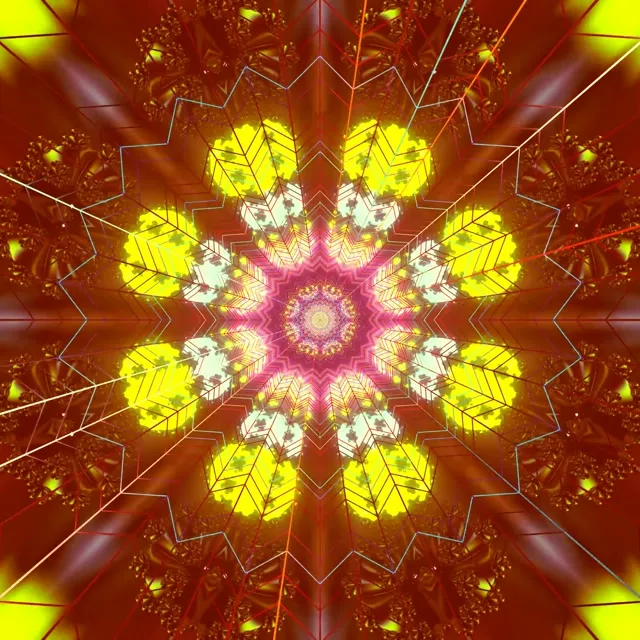 Tunnel la Neon Nyekundu Star Kaleidoscope Vj Loop 1:1 Square 60fps Screensaver