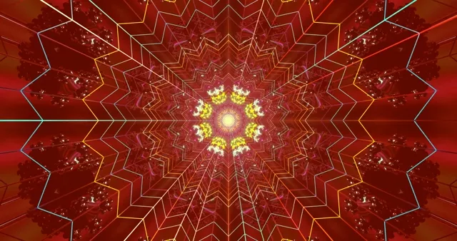 წითელი ნეონის ტუნელი კალეიდოსკოპი 4K UHD 60fps screensaver VJ loop