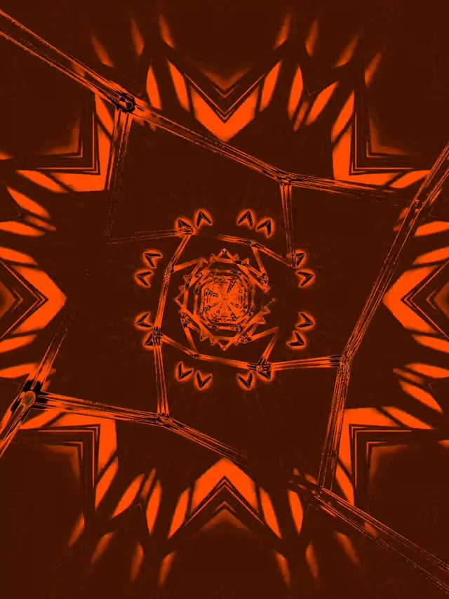 Red Star Fractal Σήραγγα Neon Vj Loop 3:4 iPad Portrait 60fps Screensaver