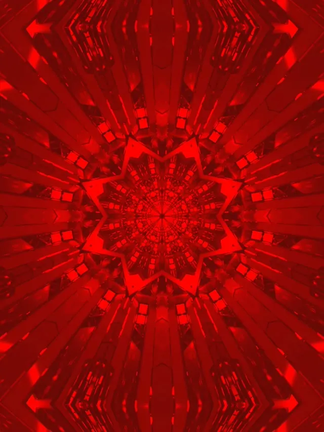 Red Star Kaleidoscope Neon Tunnel Vj Loop 3:4 iPad Portrait 60fps Screensaver