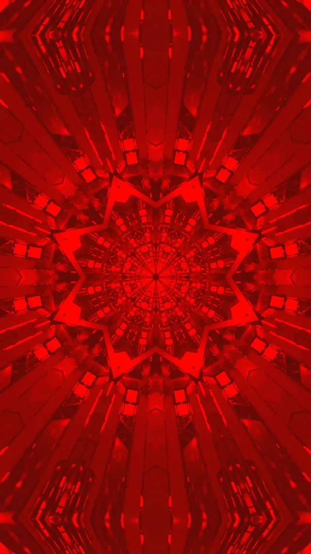 Piros Fraktál Csillag Neon Alagút VJ Loop 9:16 Reels 60fps Képernyővédő