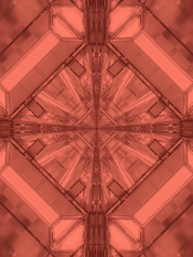 Coral Red Kaleidoscope Neon Tunnel VJ Loop 3:4 iPad Portrait 60fps Screensaver