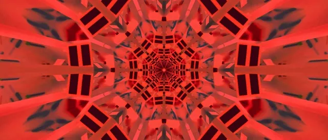 Tunnel Néon Explosion Kaléidoscope Rouge VJ Loop 21:9 Ultra-large 60fps Économiseur d'Écran