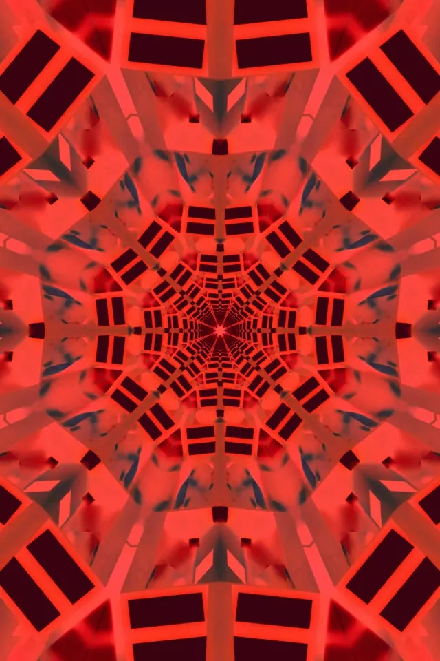 Neon Tunnel Red Kaleidoscope Burst VJ Loop 2:3 Photo Portrait 60fps Screensaver