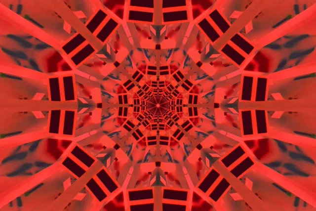 Túnel de Neó Vermell Explosió Calidoscopi VJ Loop 3:2 Surface 60fps Estalvi de Pantalla