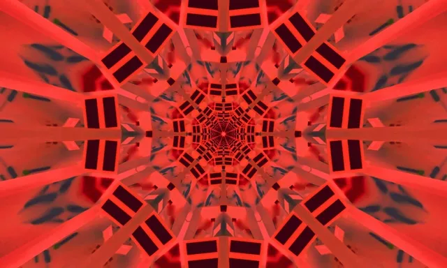 Neontunnel Röd Kalejdoskop Explosion VJLoops 5:3 Wide 60fps Skärmsläckare