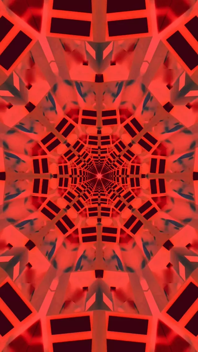 নিয়ন টানেল লাল ক্যালেইডোস্কোপ বিস্ফোরণ VJLoops ৯:১৬ রিলস 60fps স্ক্রিনসেভার