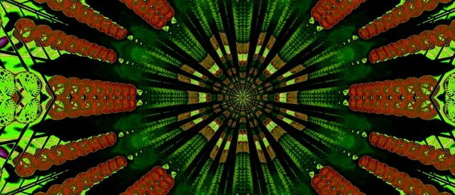 Tunel Neon i Kuq Kaleidoskop Shpërthim VJ Loop 21:9 Ultrawide 60fps Screensaver