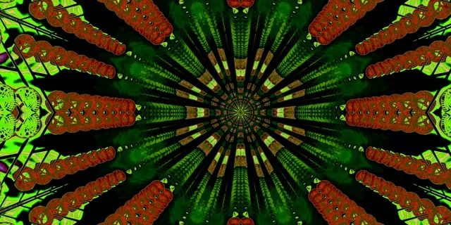 Neon Tunnel Rood Kaleidoscoop Uitbarsting VJLoops 2:1 Univisium 60fps Schermbeveiliging
