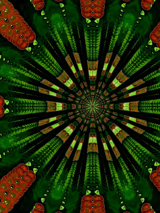 Neon Tunel Červený Kaleidoskop Výbuch VJ Loop 3:4 iPad Portrait 60fps Spořič