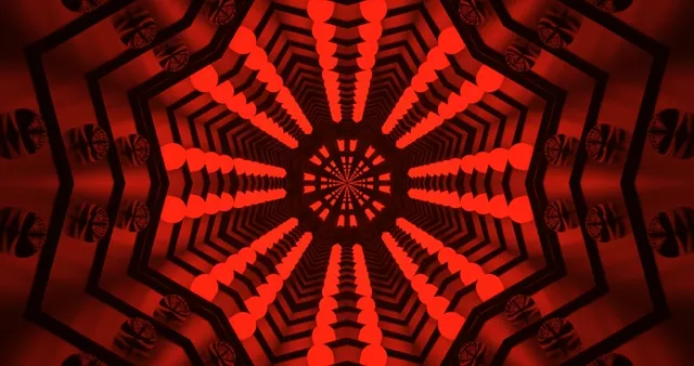 อุโมงค์นีออนแดง Kaleidoscope 4K UHD 60fps Screensaver VJLoops