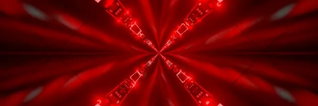 Crveni Neon Tunel Kaleidoskop Prasak VJ Loop 3:1 Triple Wide 60fps Screensaver